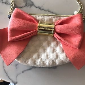 Betsey Johnson white and coral cross body